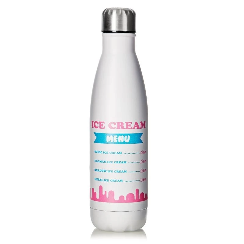 Sonic The Hedgehog Ice Cream Menu Bowling Pin Style Water Bottle 3 Sonic The Hedgehog Ice Cream Menu Bowling Pin Style Water Bottle - Image 3