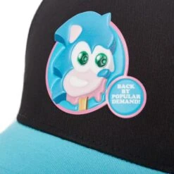 Sonic The Hedgehog Ice Cream Logo Black & Blue Snapback -Just Geek Shop SonicSummer IceCream BlackCap 4 v2