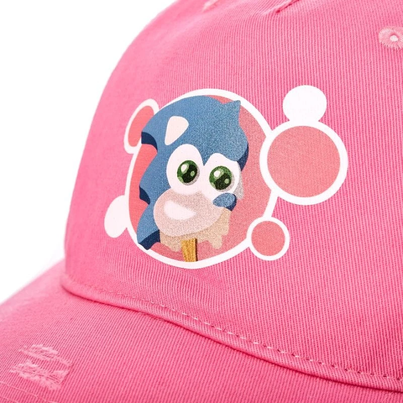 Sonic The Hedgehog Ice Cream Distressed Pink Trucker Hat 4 Sonic The Hedgehog Ice Cream Distressed Pink Trucker Hat - Image 4
