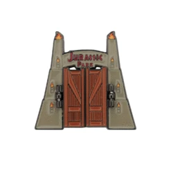 Jurassic World Jurassic Park Gates Hinged Pin Badge 9 Jurassic World Jurassic Park Gates Hinged Pin Badge -Just Geek Shop UV JP158 GIF White