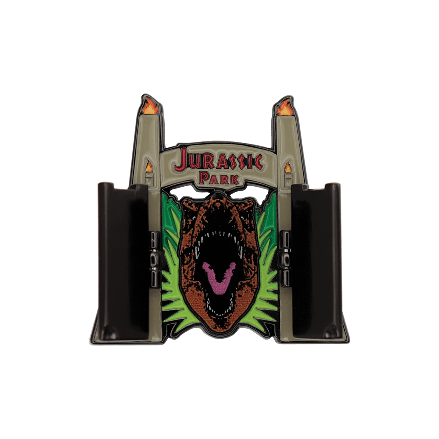 Jurassic World Jurassic Park Gates Hinged Pin Badge 1 Jurassic World Jurassic Park Gates Hinged Pin Badge