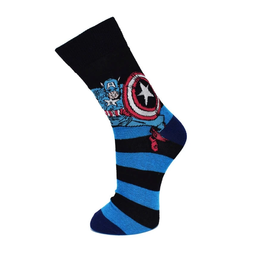 Marvel Captain America Black/Blue Socks (UK 6-8 EU 39-42) 1 Marvel Captain America Black/Blue Socks (UK 6-8 EU 39-42)