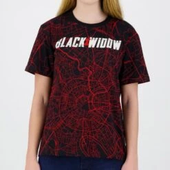 Marvel Black Widow City Map Women's T-Shirts -Just Geek Shop dif mar bw m ts3