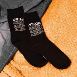 Mega Drive ‘Retro Logo’ Black Socks (One Size) -Just Geek Shop md retro logo socks 4