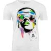 PlayStation Grifter Model White T-Shirts -Just Geek Shop ps grafitti face on white t shirt gs 01