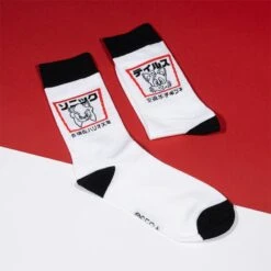 Modern Sonic The Hedgehog Japanese Style White And Black Socks (One Size)