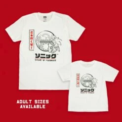 Modern Sonic The Hedgehog Japanese Style Kids White T-Shirts (Unisex) -Just Geek Shop sonic japanese white tshirt kids 3